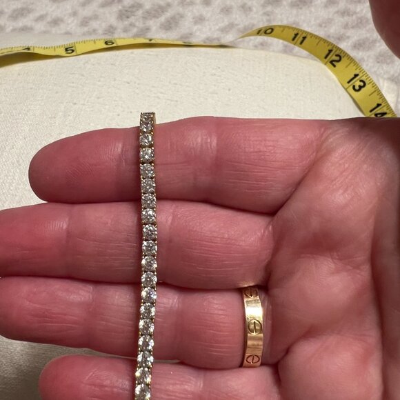 14k Yellow Gold plated Vermeil tennis bracelet with Cubic Zirconia - Picture 2 of 10
